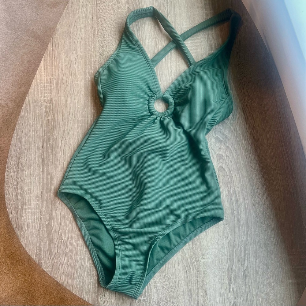 Shade & Shore Olive Green one piece swimsuit XS